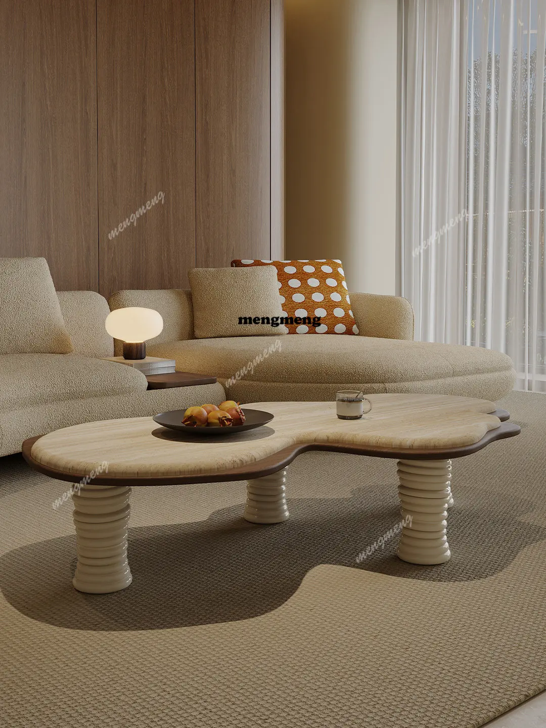 

Natural travertine countertop wabi wind modern minimalist designer creative artistic sense living room home coffee table
