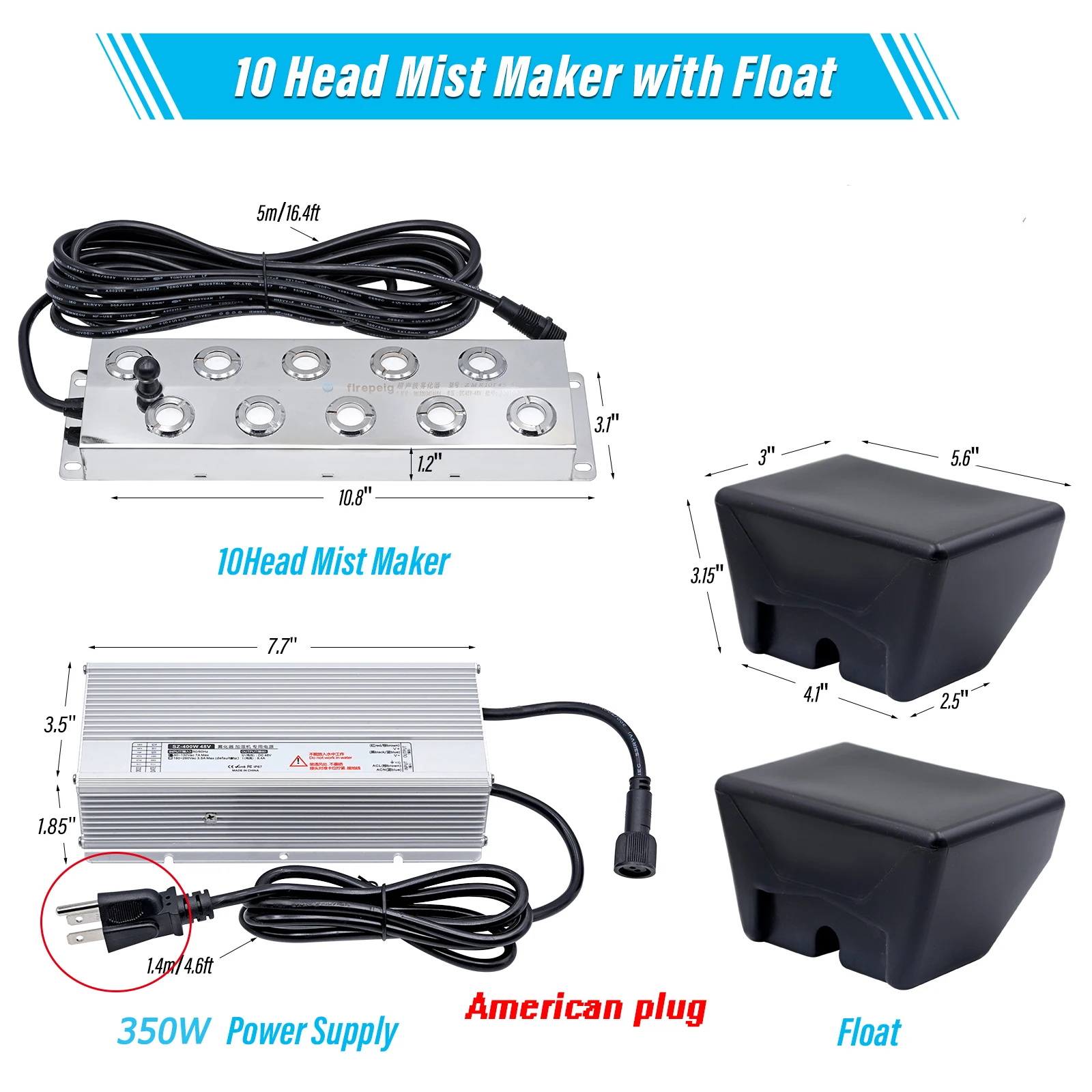 110V/220v 4/6/8/10/12 Head Ultrasonic Mist Maker Fogger Stainless Steel Air Humidifier Greenhouse For Hydroponics High Quality
