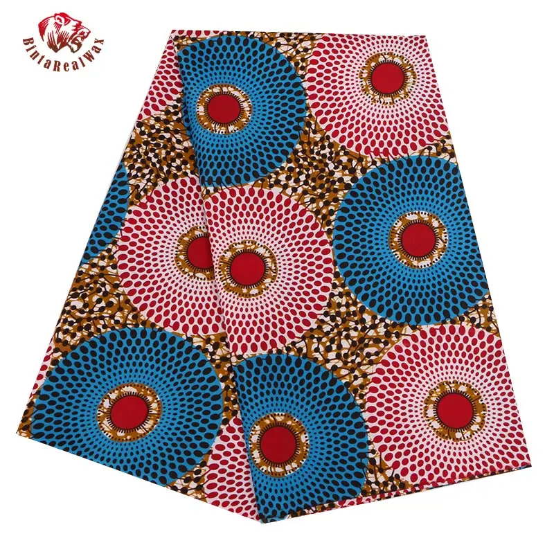 

Circle Pattern African Fabric Binta Real Wax Polyester High Quality African Fabric for Party Dress FP6536