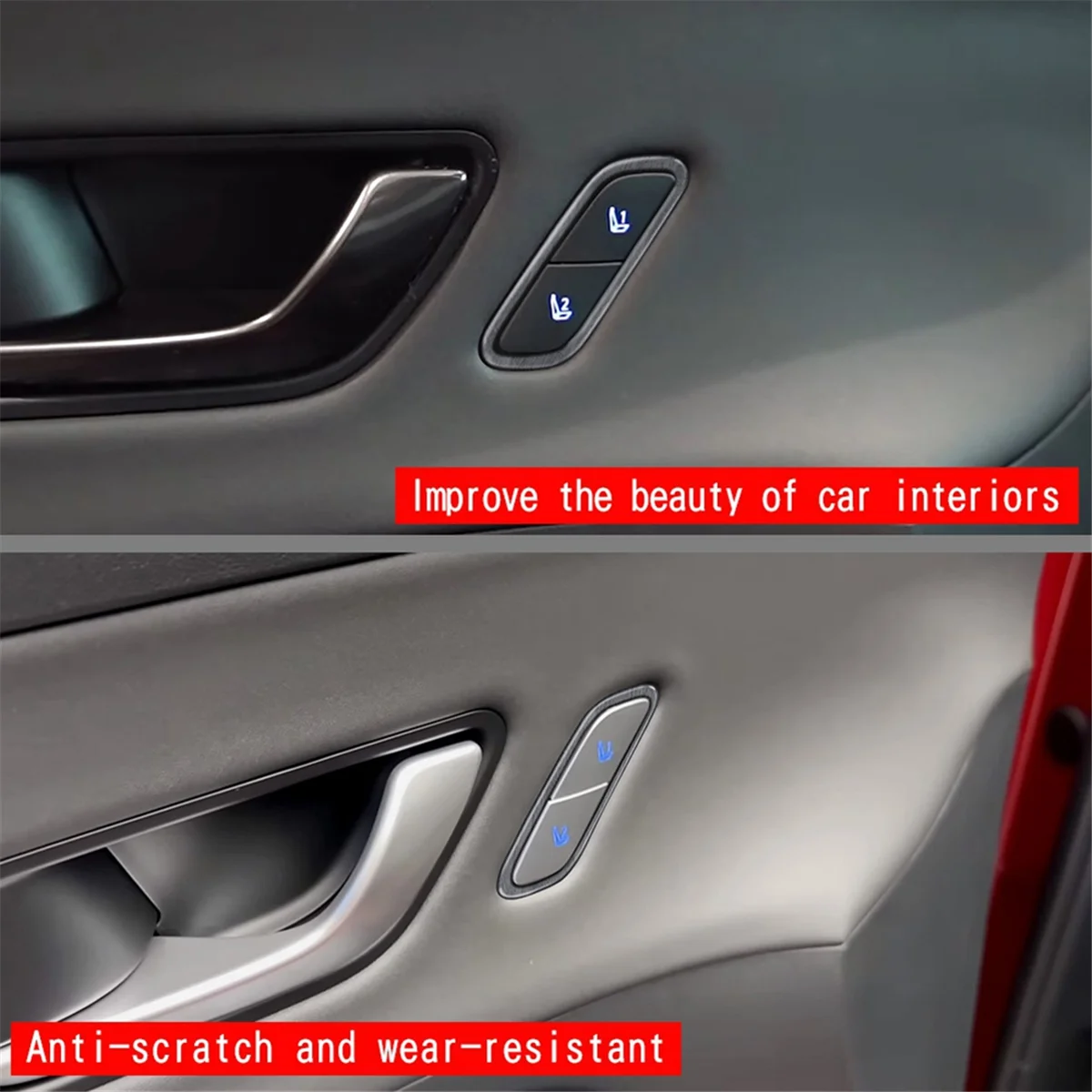 Car Seat Memory Adjustment Button Trim Frame for Hyundai KONA 2024 Car Interior Accessories Wood Grain