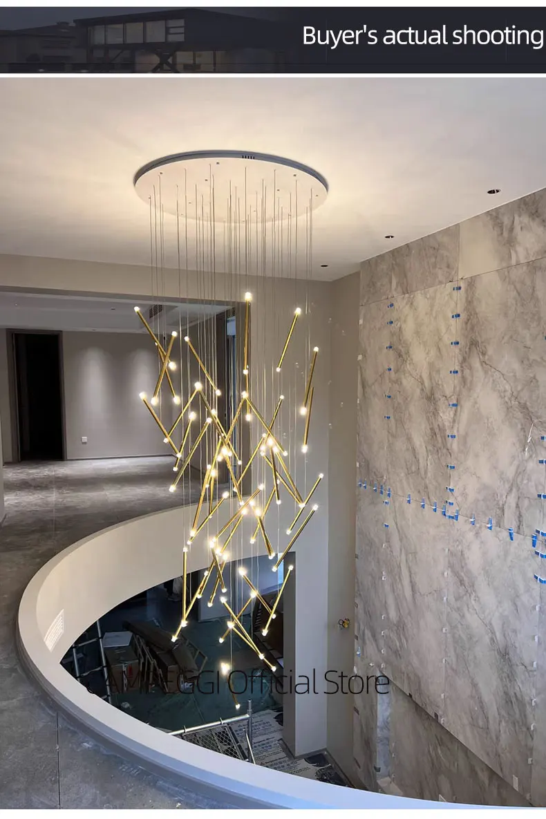 Nordic Style Long Villa Chandelier Hanging Villa Living Room Pendant light Designer Creative Restaurant Pendent Lamp Decoration