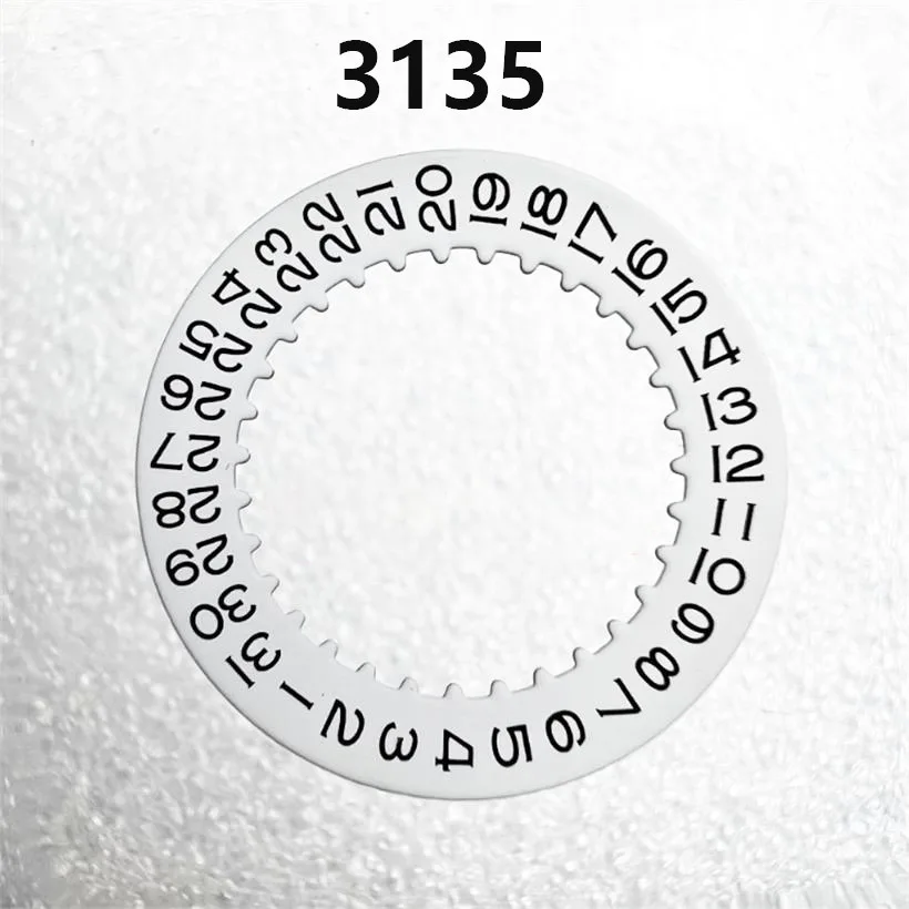 Аксессуары для часов, подходящие для Швейцарии 3135, механизм, календарный диск 3135, белый/золотой диск, кольцо-календарь, запасные части для ремонта механизма