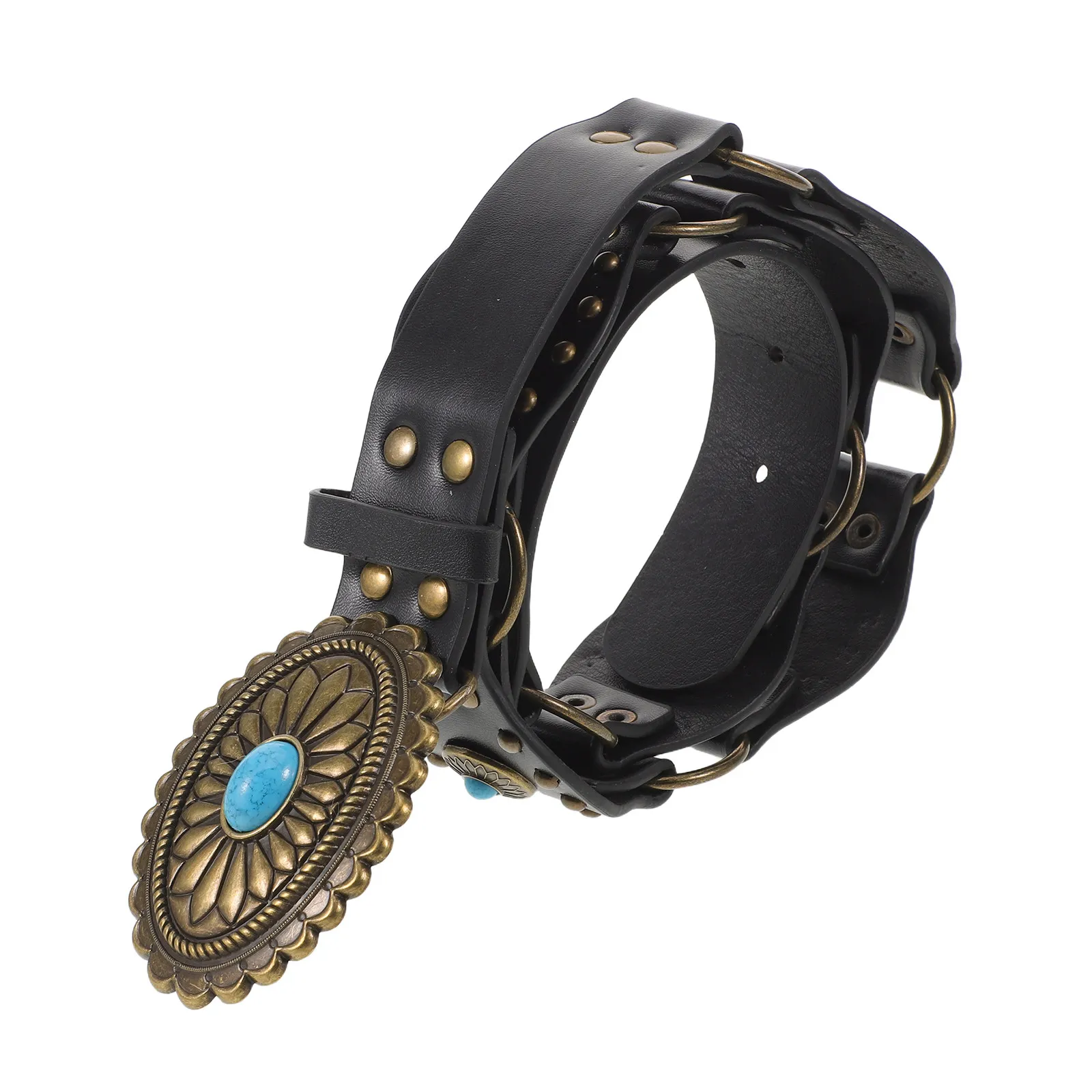 Vintage Western Belt Women Adjustable Boho Retro Waist Belt for Dresses Cowgirl Ethnic Bohemian Wide Buckle Waistband
