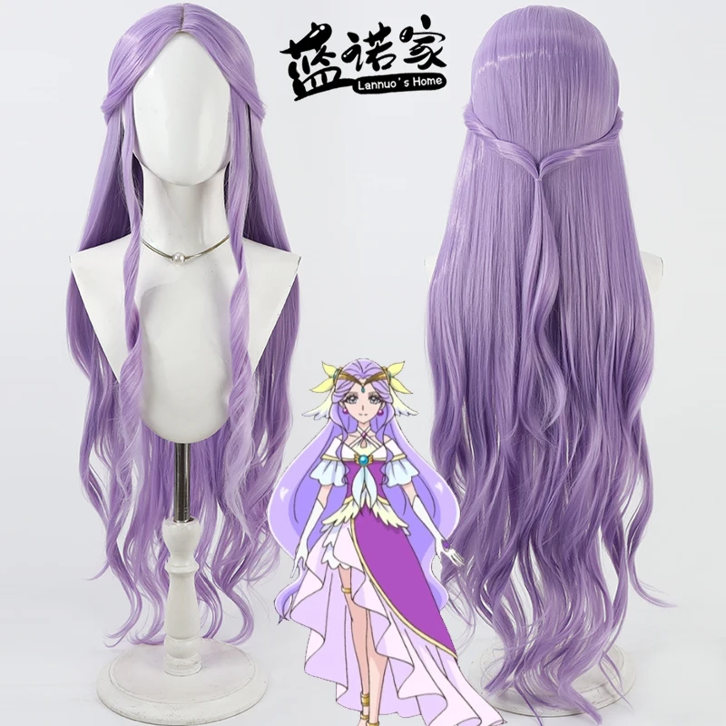 

Synthetic Hair Fuurin Asumi Cosplay Wigs Futari wa Pretty Cure Cure Earth 100cm Long Wavy Light Purple Wig Heat Resistant