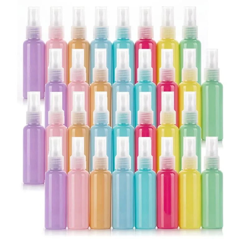 

50PCS 10-50ml Colorful Empty Plastic Refillable Spray Bottle Travel Portable Fine Spray Containers Plants Perfume Beauty Care