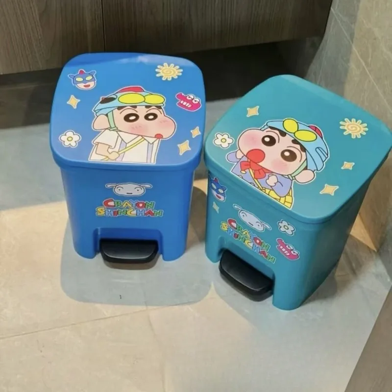 크레용 신짱 쓰레기통 창의적이고 고급스러운 만화 프린팅 두꺼운 내구성 침실 발 보관함 뚜껑 포함