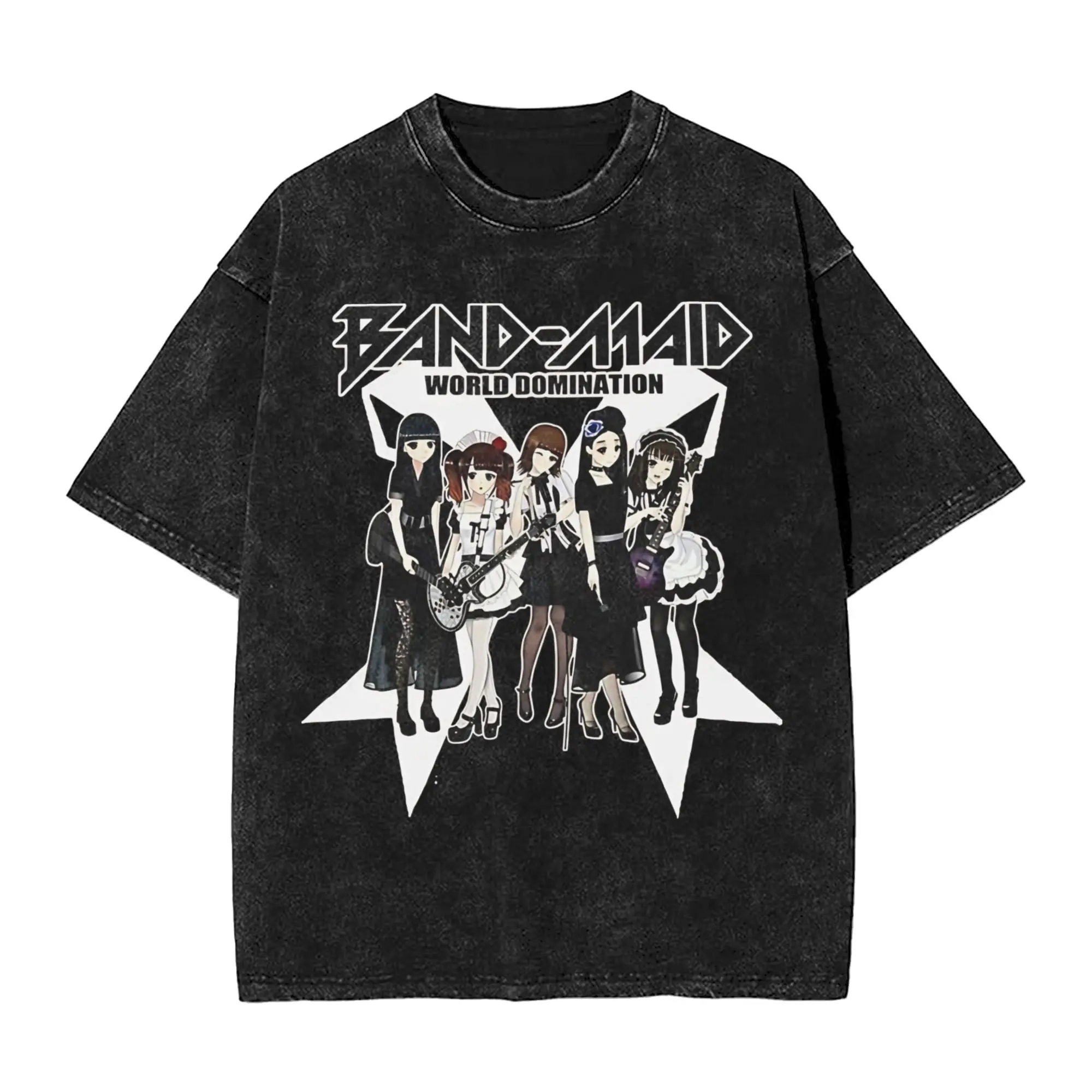 Just Bring It Band Maid T Shirts Hip Hop Washed Short Sleeve Street T-Shirts  Fashion Men Women Tops Streetwear Summer Tops Tees