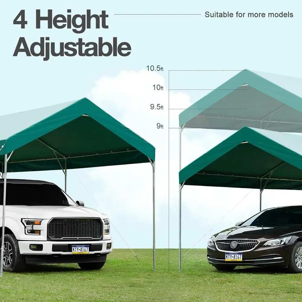 10 x 20 ft Heavy Duty Carport Car Canopy, Garage Shelter for Outdoor Party, Birthday, Garden, Boat, Adjustable