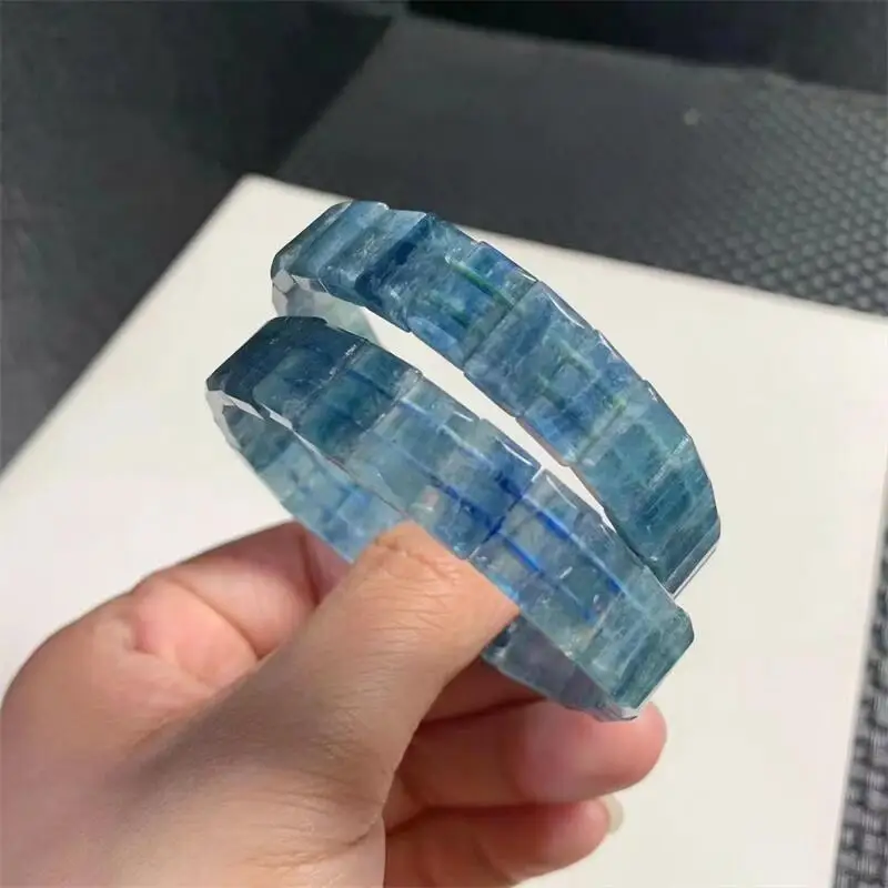 12MM Natural Kyanite Bangle Fashion Crystal Quartz Gemstone Jewelry Reiki Healing Fengshui Gift For Women 1PCS