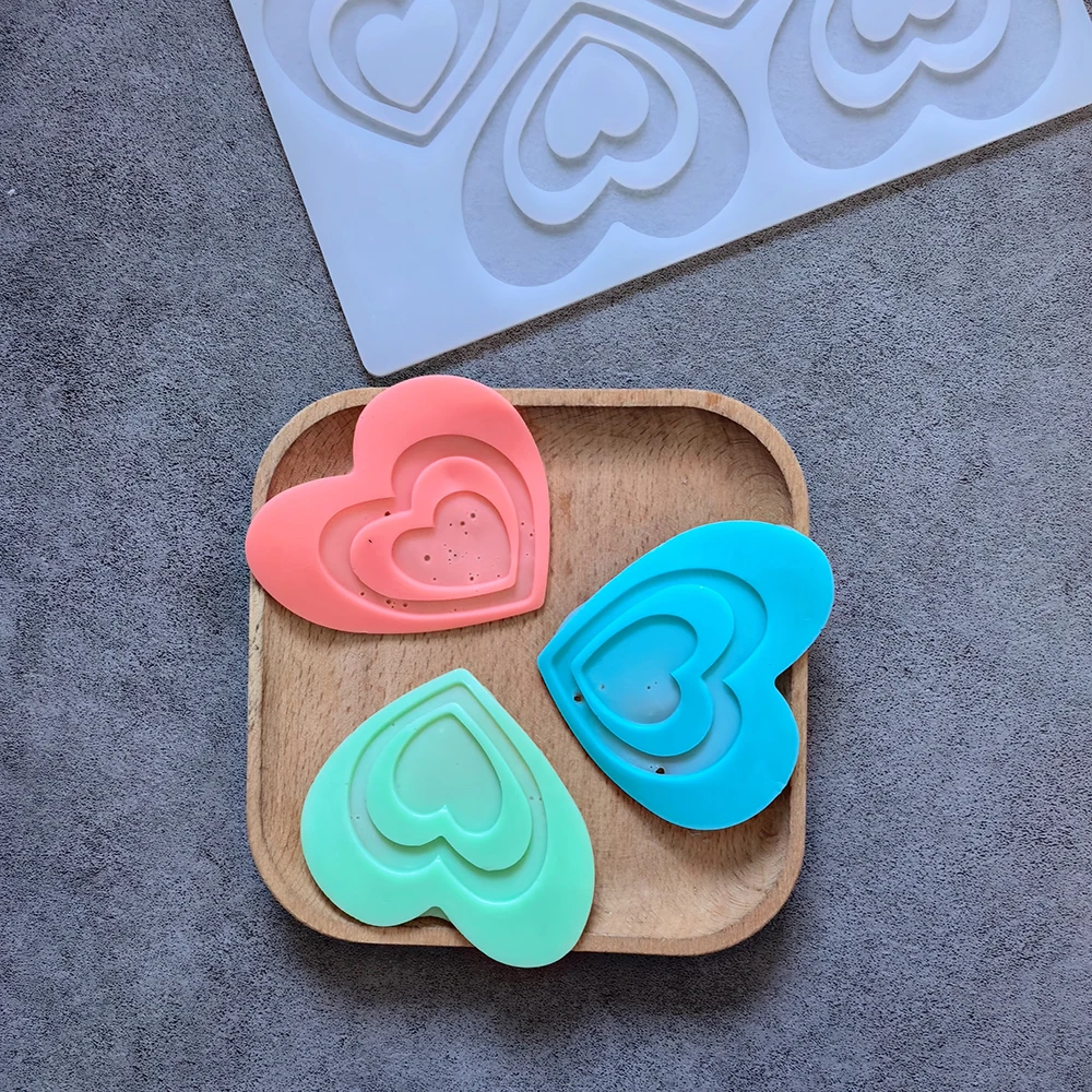 1 قطعة 4 غرف ثقب مزدوج على شكل قلب شوكولاتة الوجه على قالب السيليكون لتقوم بها بنفسك قالب الحلوى بودنغ قالب الحلوى كعكة الديكور المساعد