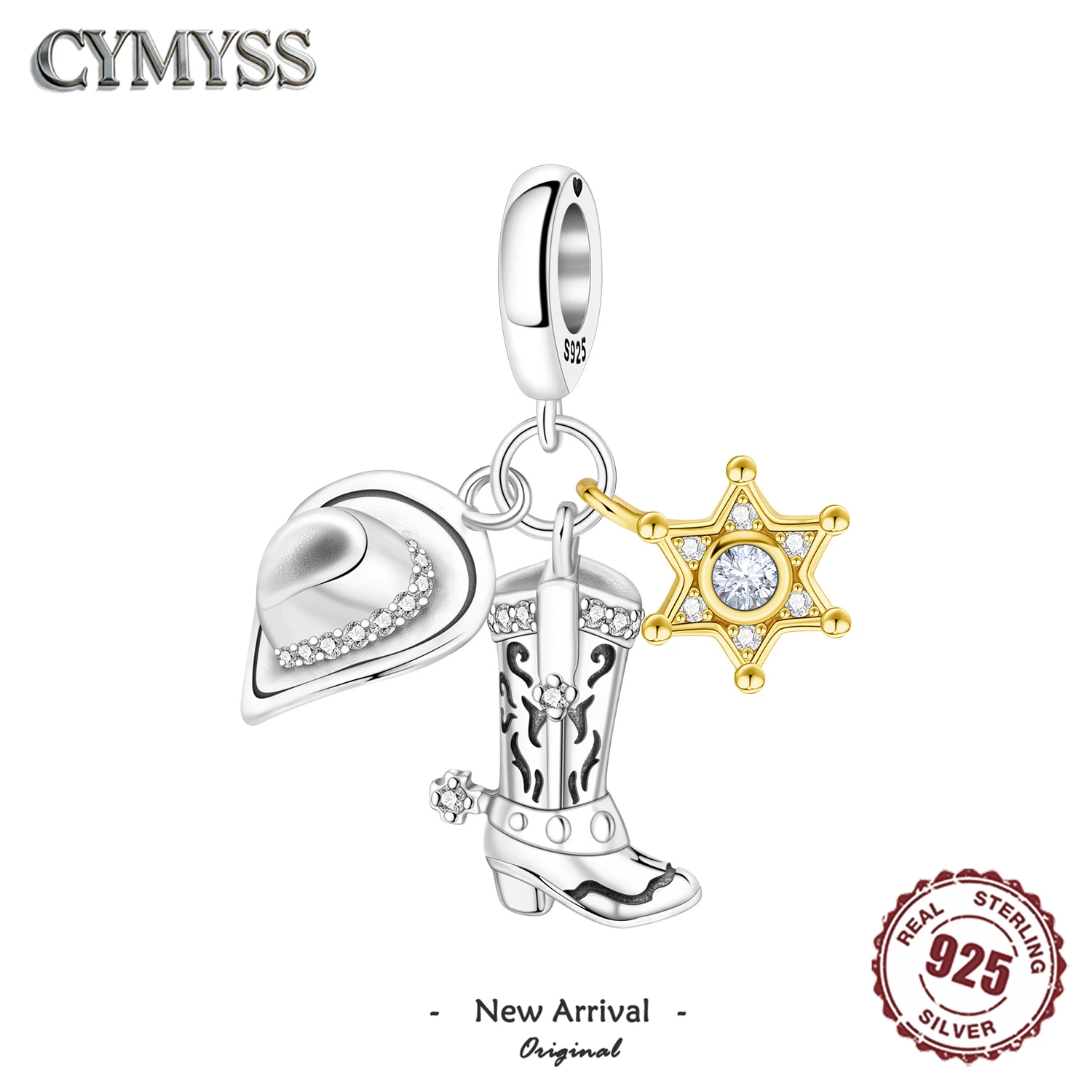 

Original 925 Sterling Silver Western Cowboy Pendant DIY Beads for Women Bracelet Necklace Jewelry Birthday Party Fashion Gifts