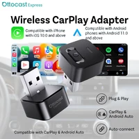 Adaptador Inalámbrico OTTOCAST Mini Dot para CarPlay y Android Auto, 2 en 1, Dongle USB, Conexión Automática Bluetooth 5.0 para VW, Audi, Benz