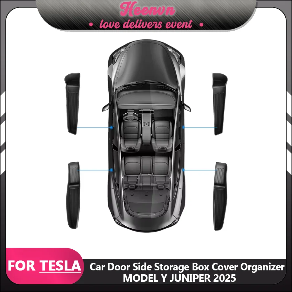

Ящик для хранения боковой ручки автомобиля, органайзер для хранения передних и задних дверей из ТПЭ, внутренние автомобильные аксессуары для Tesla Model Y Juniper 2025