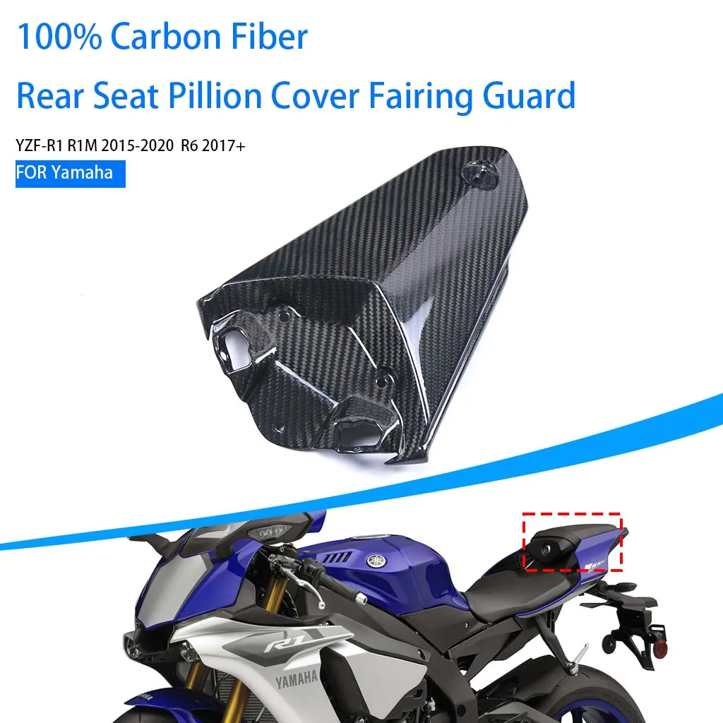 

AKOSO For Yamaha R1 R1M 2015-2020 Motorcycle Accessories Carbon Fiber Rear Seat Pillion Cover Fairing Guard Protector R6 2017+