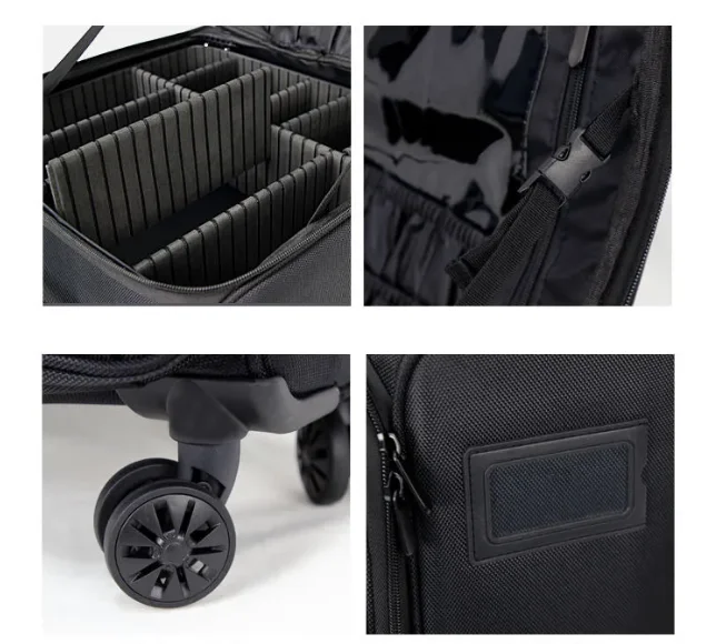 Trolley Makeup Train Case Cosmetics Travel Storag Bag Trolley cosmetic bag with wheels large capacity PU Rolling cosmetic bag