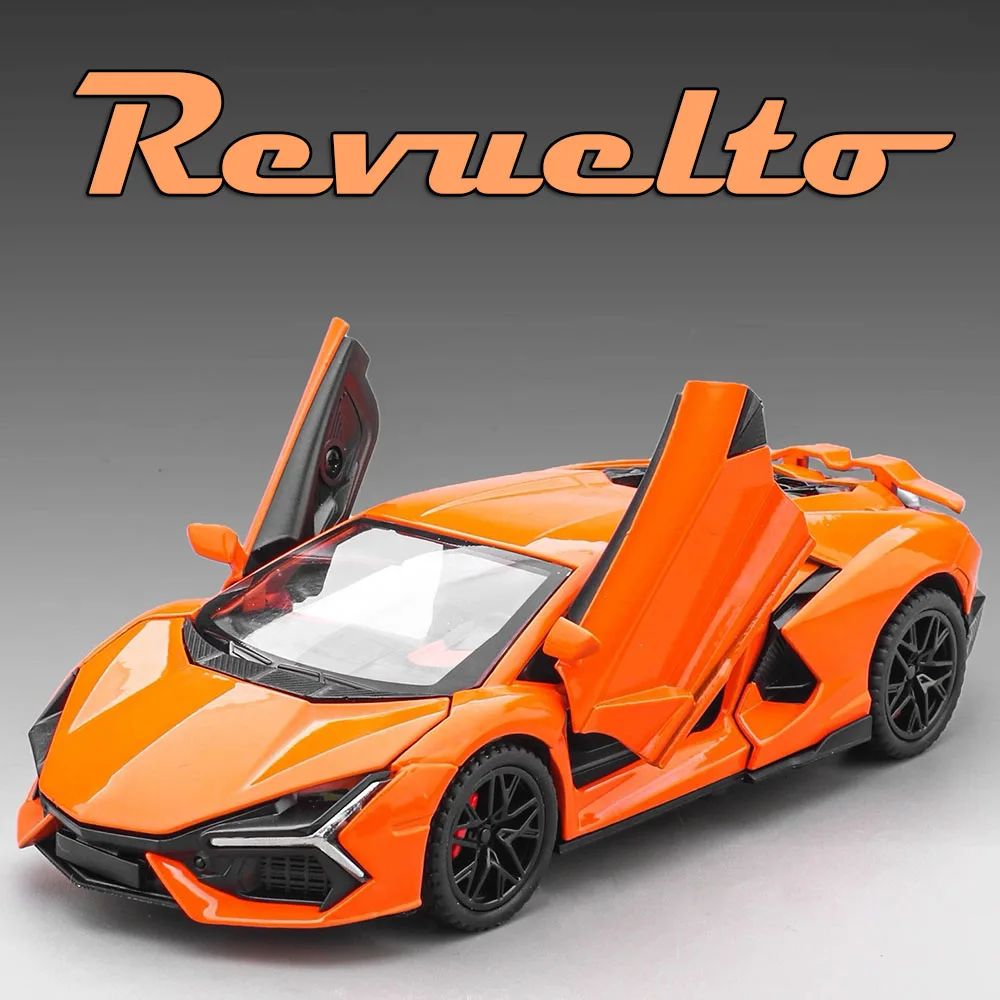 

1:32 Lambor Revuelto SVJ63 из сплава, спортивный автомобиль, литая под давлением модель игрушки, заднее колесо, сила возврата, звук, свет, откат, автомобиль, популярный подарок