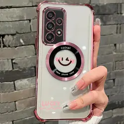 A 32 A52 A 73 Airbag transparente cara sonriente funda de teléfono magnético para Samsung Galaxy A32 A33 A52 A53 A73 4G 5G cubierta antigolpes