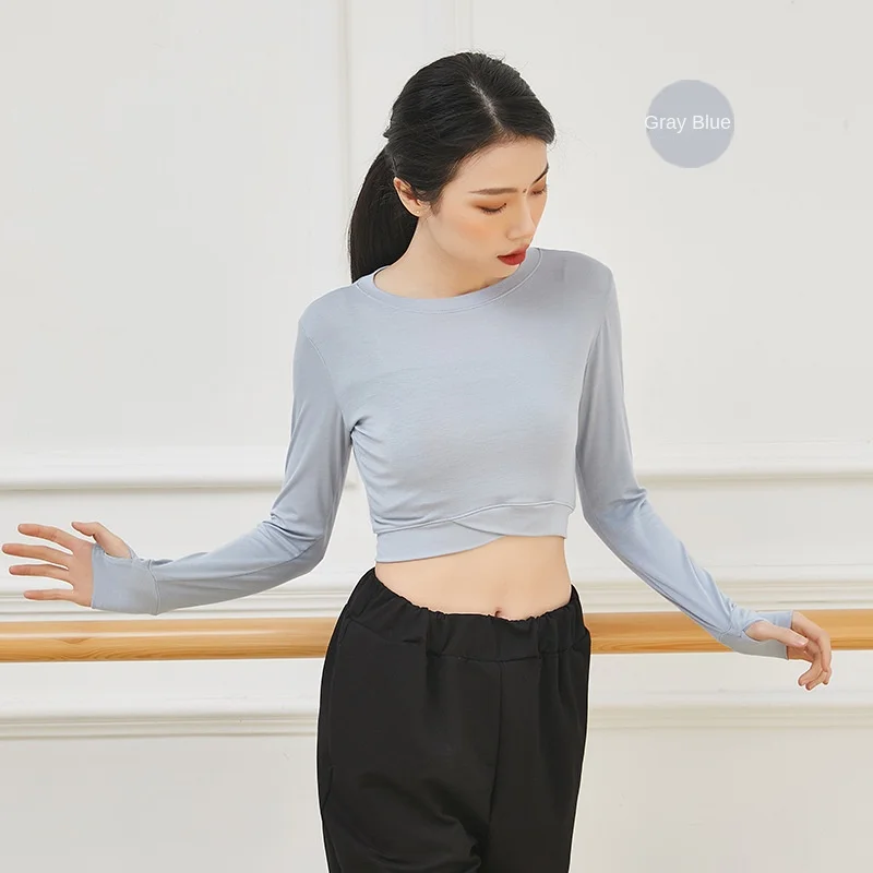 Classical Dance Dance Wear Female Solid Color Thin Short-sleeved Blouse Women's Modern Dance Practice Clothes Tops