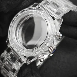 39mm VK63 Transparent Watch Case 20mm Watch Bands Set 29.5mm Dial Acrylic Plastic Case Watch Accessories for VK63 Movement