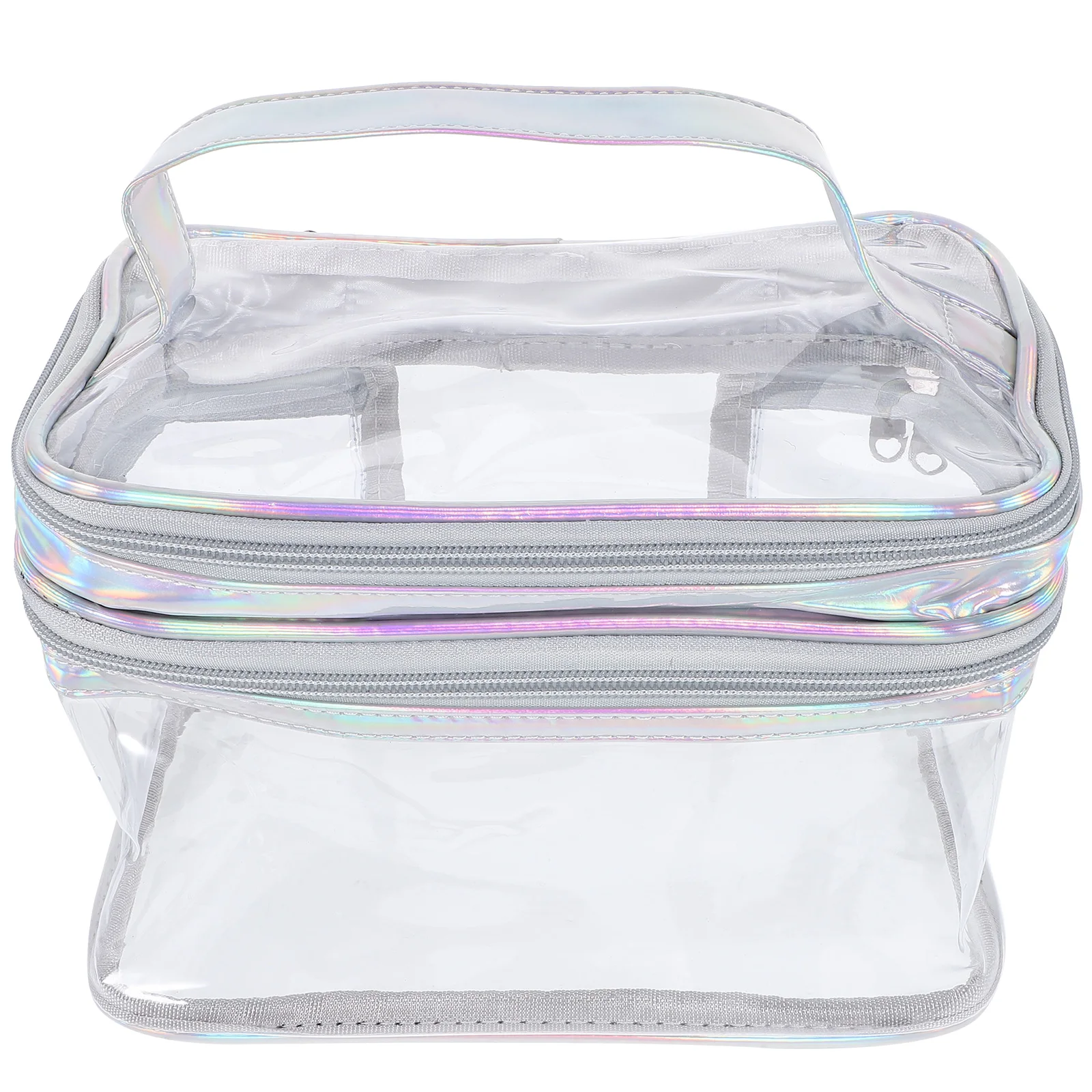 

Transparent Double Layer Bag Large Capacity Portable PVC Toiletry Bag Travel Makeup Storage Pouches Women Brush Holder