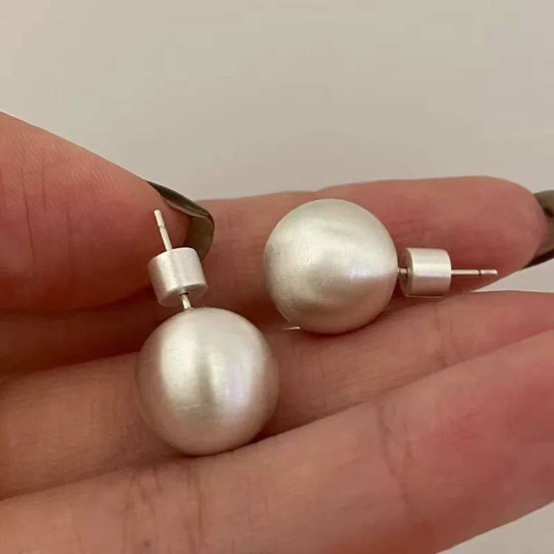 New 925 Sterling Silver Round Stud Earrings Charm Personality Simple Style Earrings Birthday Gift for Women's Exquisite Jewelry