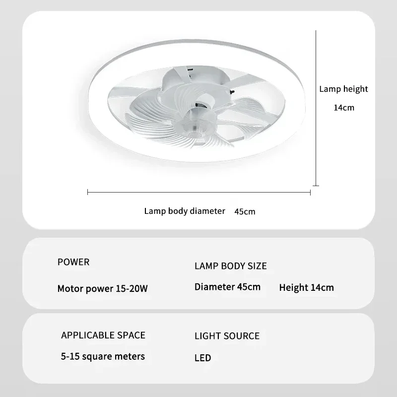 6-snelheden gesloten ronde ventilatorlamp met afstandsbediening, slaapkamerventilatorlicht, woonkamer slaapkamer eetkamer plafondlamp