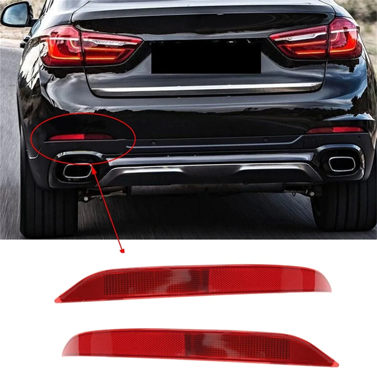 A15Z-1Pair Rear Bumper Fog Light Reflector Lamp Assembly for BMW X4 G02 X6 F16 63147323185 63147323186 Warning Taillight view 6