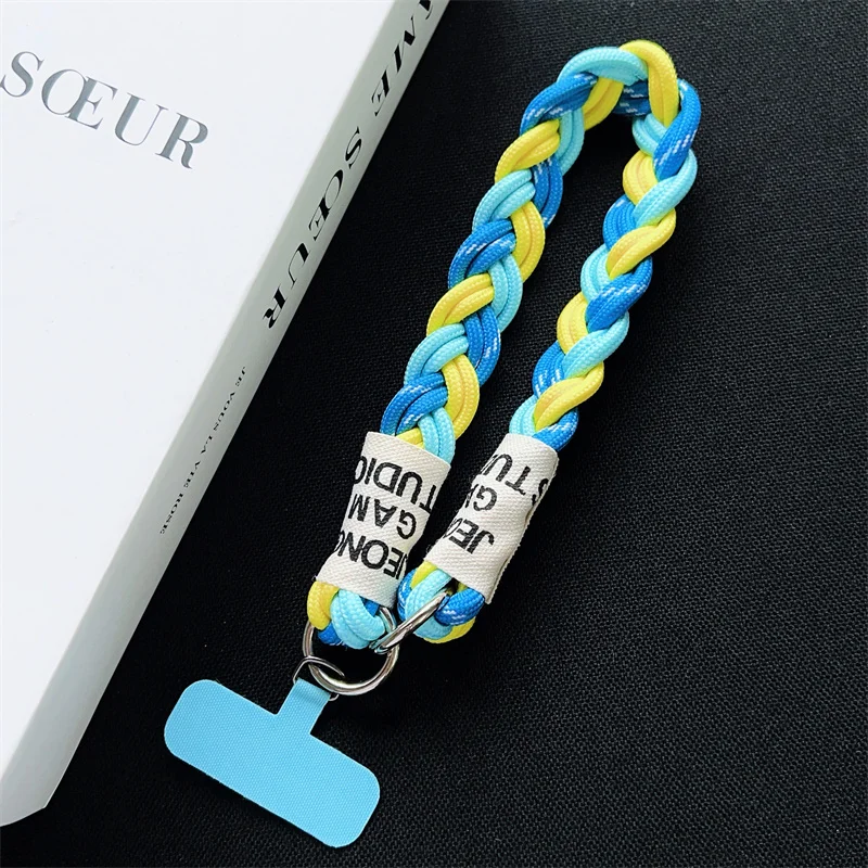 Cordão para celular feito à mão, pulseira grossa curta, masculino e feminino, corrente para caminhadas ao ar livre, chaveiro, cordão resistente
