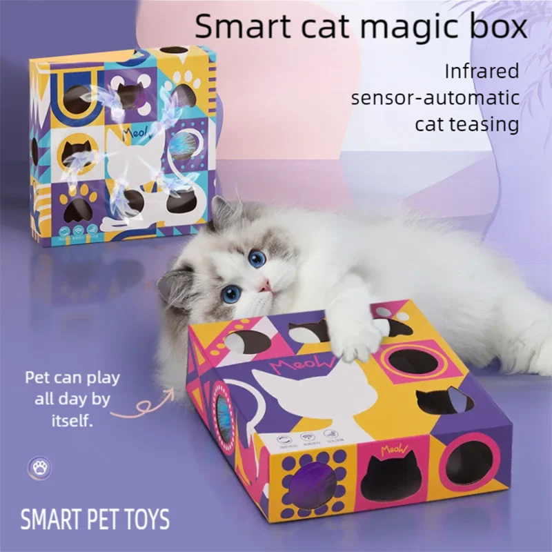 New pet supplies factory home wholesale intelligent cat teasing magic box cat toys self fun and relieve boredom