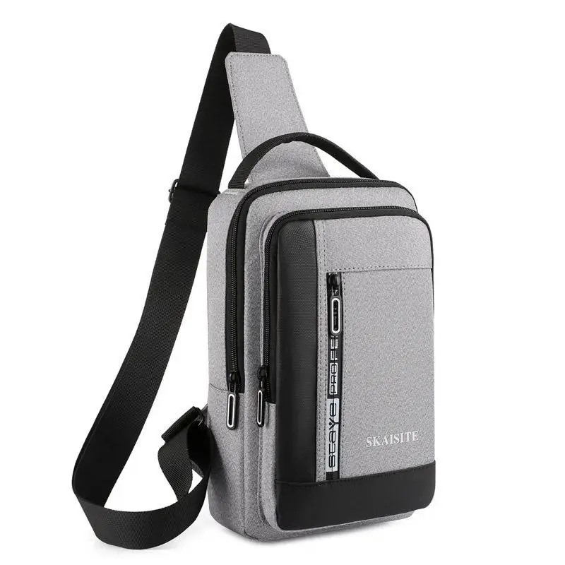 

Fashionable Men's Crossbody Bag Casual Street Style Chest Bag Soft Handle Polyester Oxford Cloth Material Computer Pocket