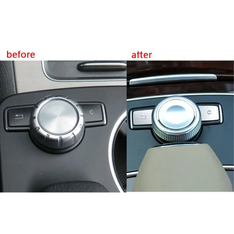 2 Pcs Silver Multimedia Buttons Sequins Cover for Benz C E GLK CLS Class W204 W212 Air Conditioning Electronic Interior Accessor