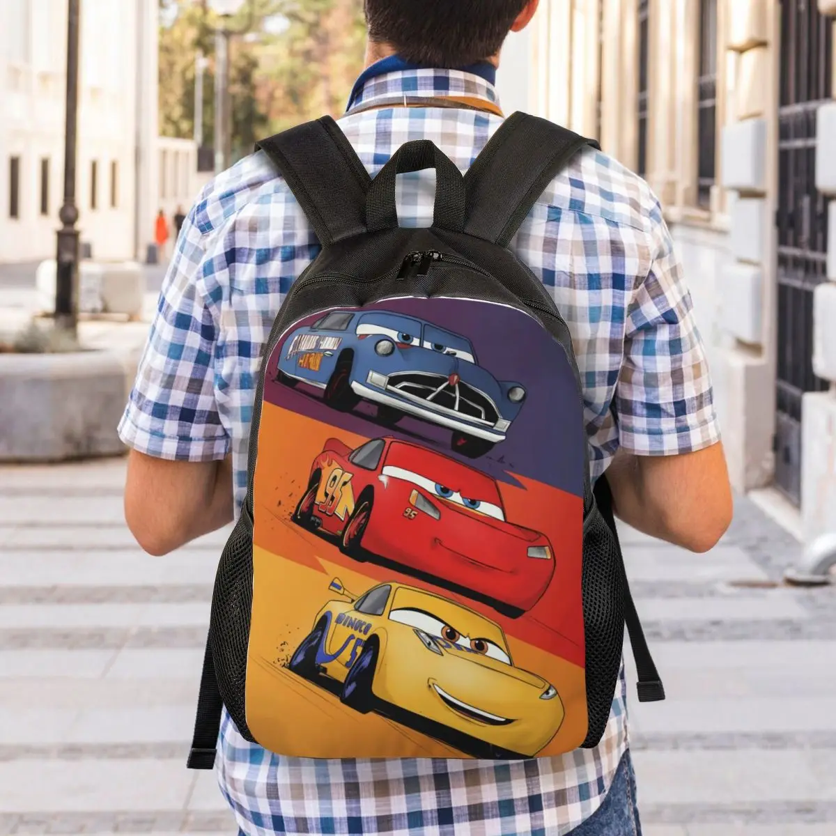 Stampa 3D personalizzata Saetta McQueen Zaini per auto da corsa Ragazzi Borse da viaggio per scuola universitaria Donna Uomo Bookbag Adatto per laptop da 15 pollici