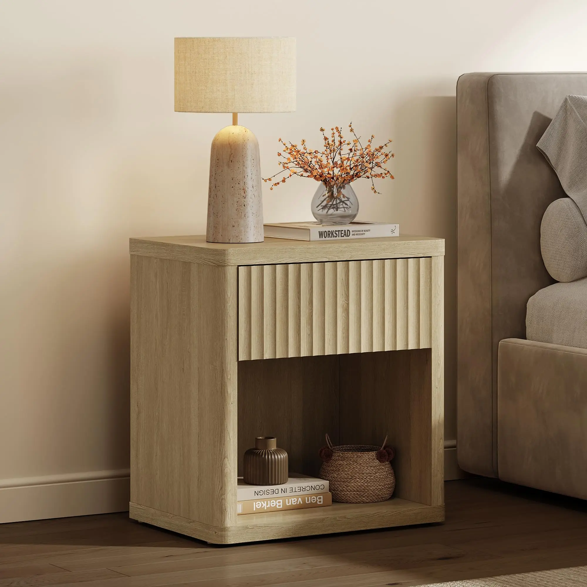 Night Stand Set 2 with Large Drawer 24