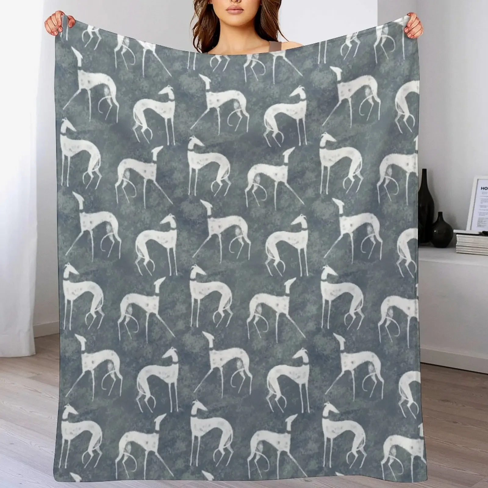 

White Galgos Throw Blanket Compact Warm Blanket for Car Road Trip