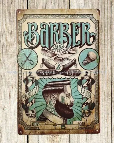 barberia barba barber shop metal tin sign rustic wall decor