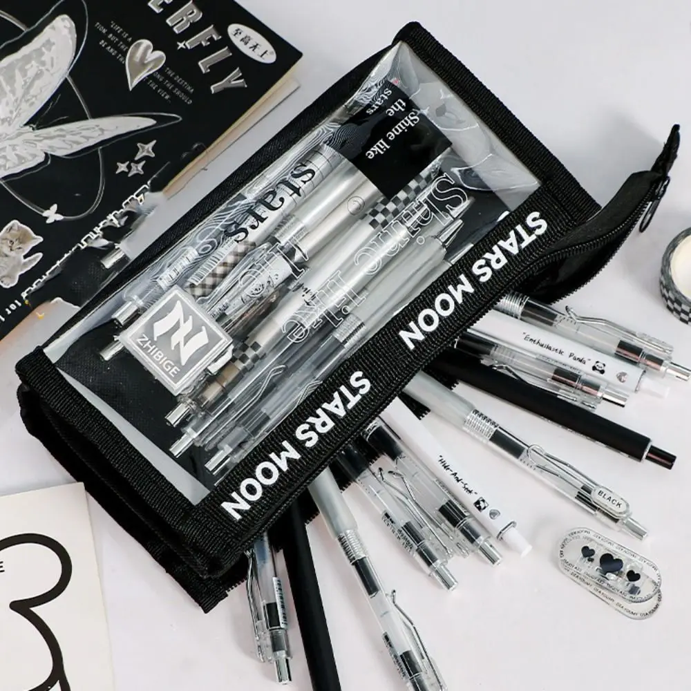 Estuche de lápices transparente de PVC triangular, bolsa de almacenamiento de papelería tridimensional de gran capacidad, transparente impermeable