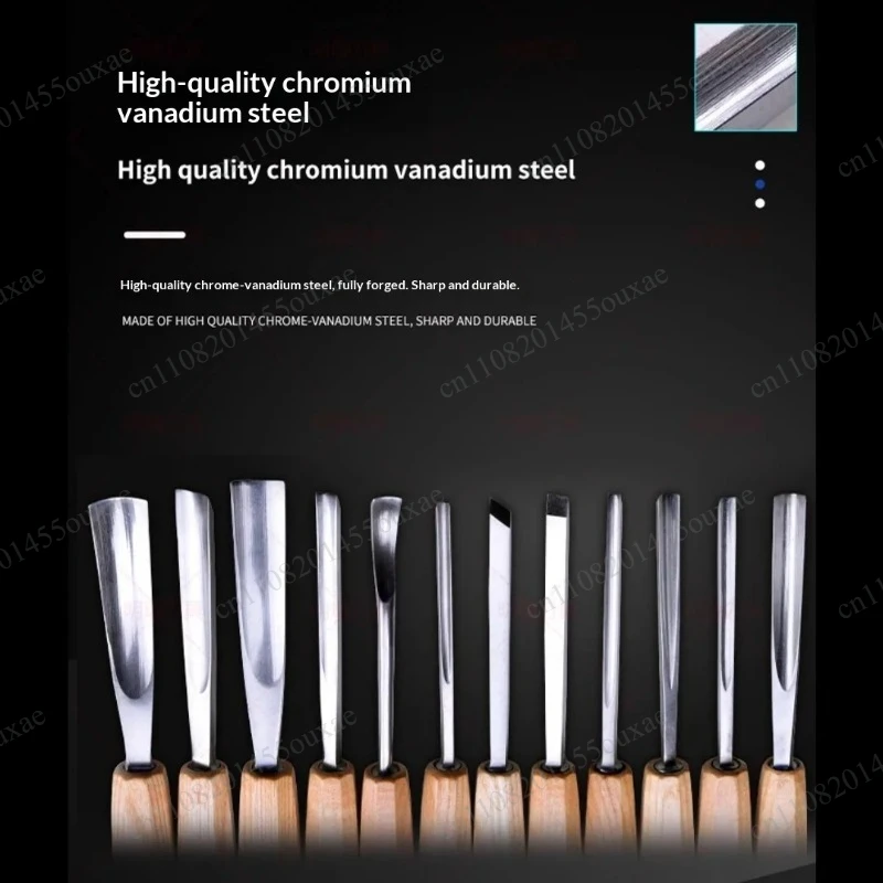 12Pcs Wood Carving Chisel Set Hand Carving Knife Woodworking Piercing Tool for DIY Wood Sculpting