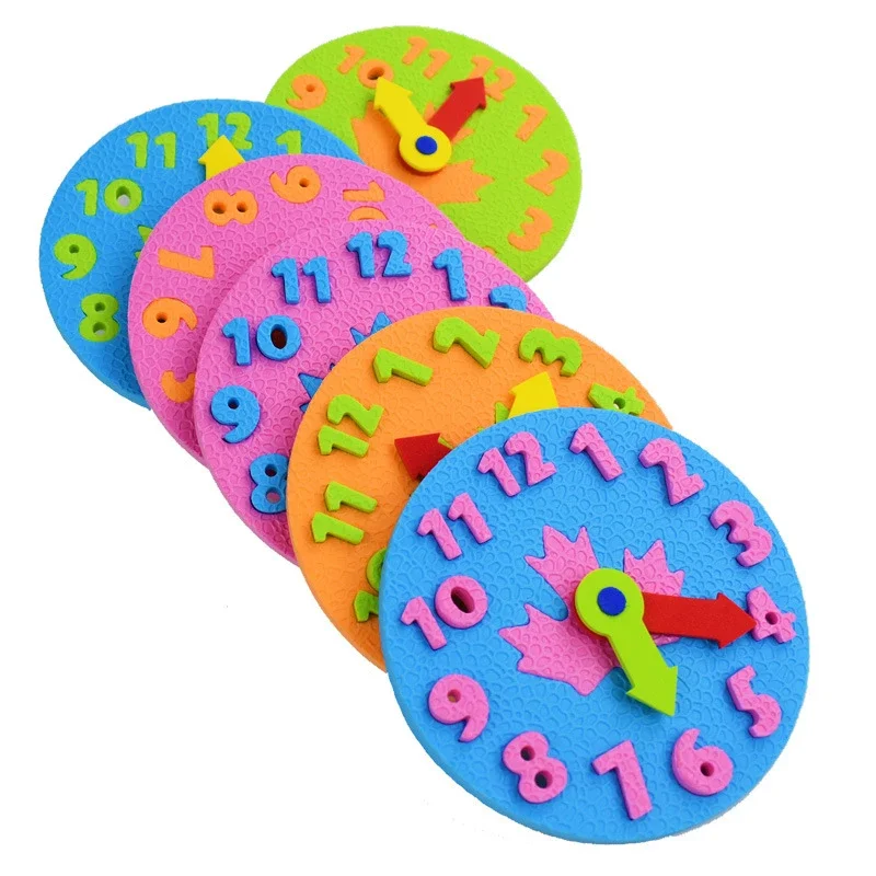 Horloge manuelle d'apprentissage précoce pour bébé, jouets Montessori pour enfants, aides aux maths, école maternelle Fuchsia, bricolage