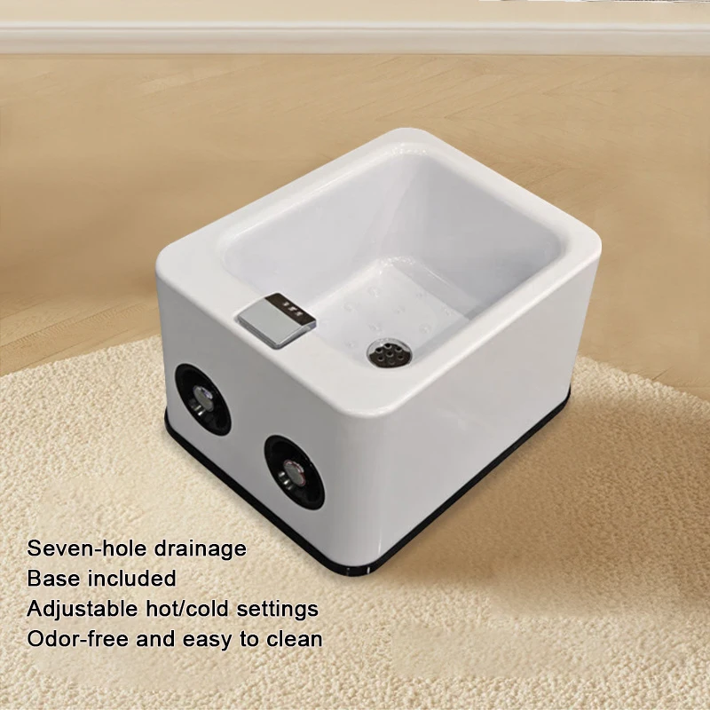 Hot Selling Acrylic Square Foot Bath Bucket Cold&Hot Water Adjustable Foot Pedicure Sink Foot Spa Basin