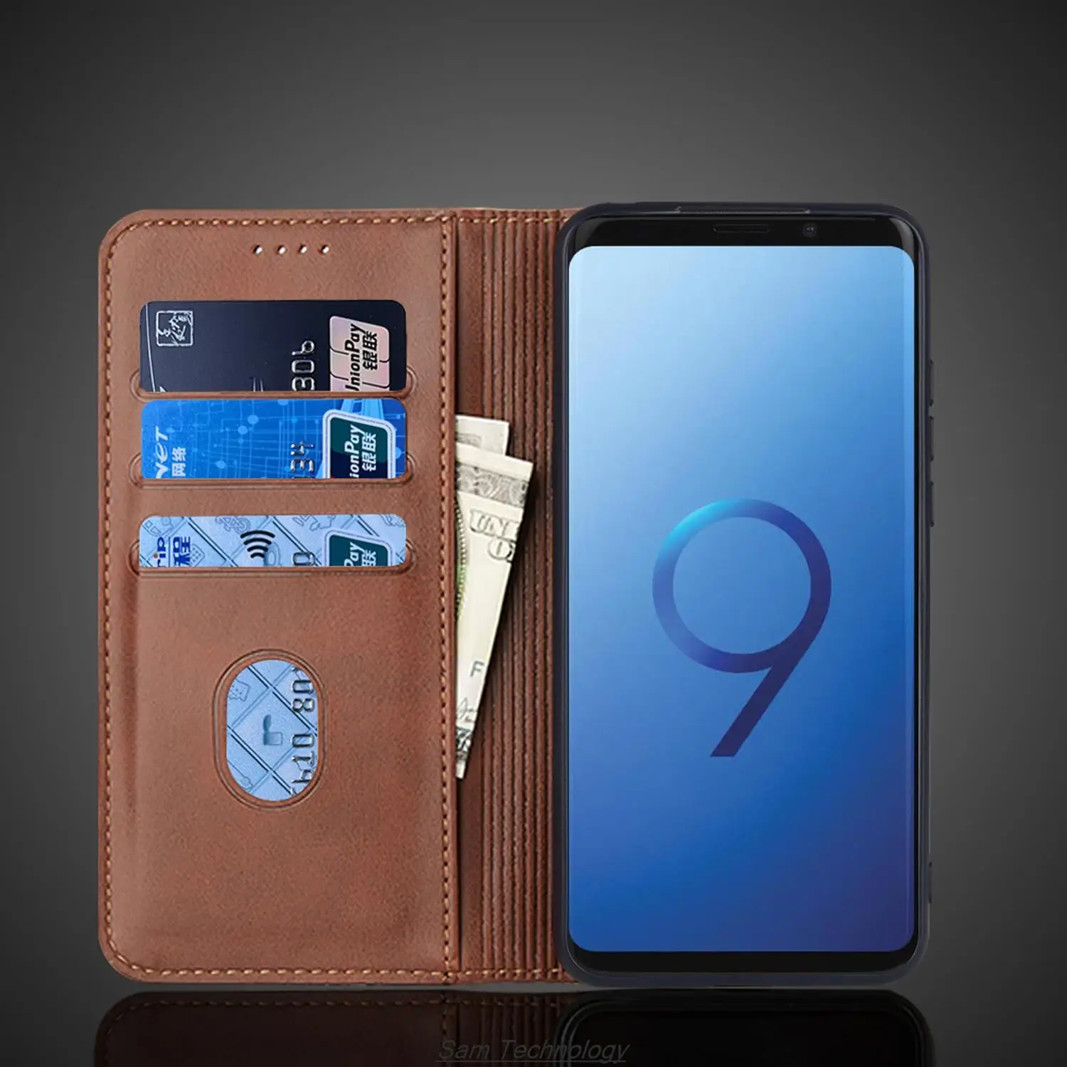 Magnetic attraction Leather Case for Samsung Galaxy S9 G960F G9600 5.8\