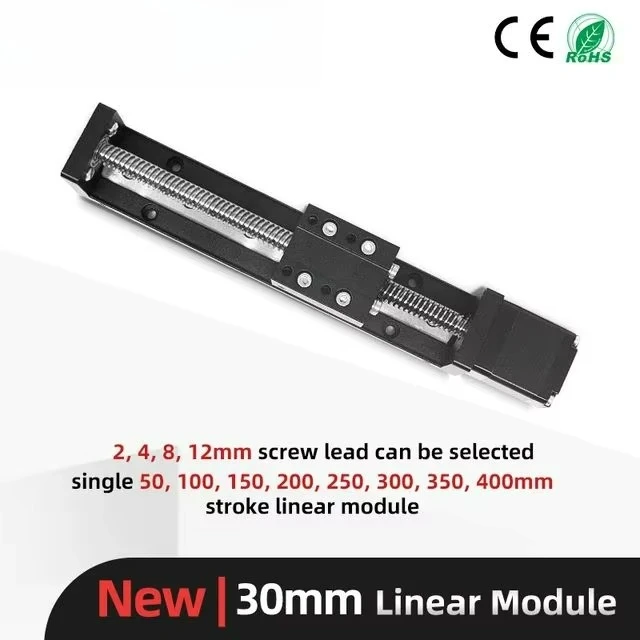Width 30 mm Tr8mm Nema 11/14/17 Screw Actuator Ball Screw Linear Module with 2/4/8/12 mm Stroke 50-400 mm Rail