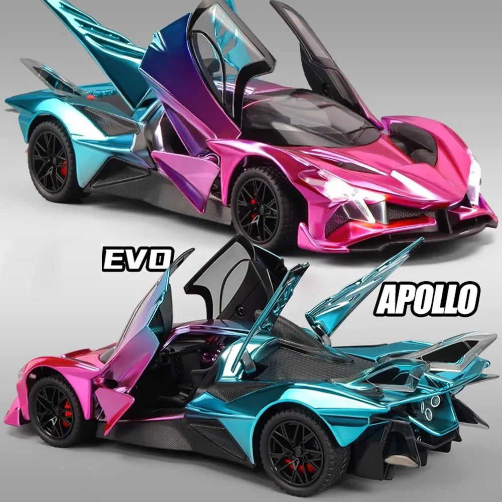 

1:24 Apollo EVO Toy Models Cars 4 Doors Opened Miniature Supercar with Light Sound Wheels Turned Vehicle for Kids Festival Gifts