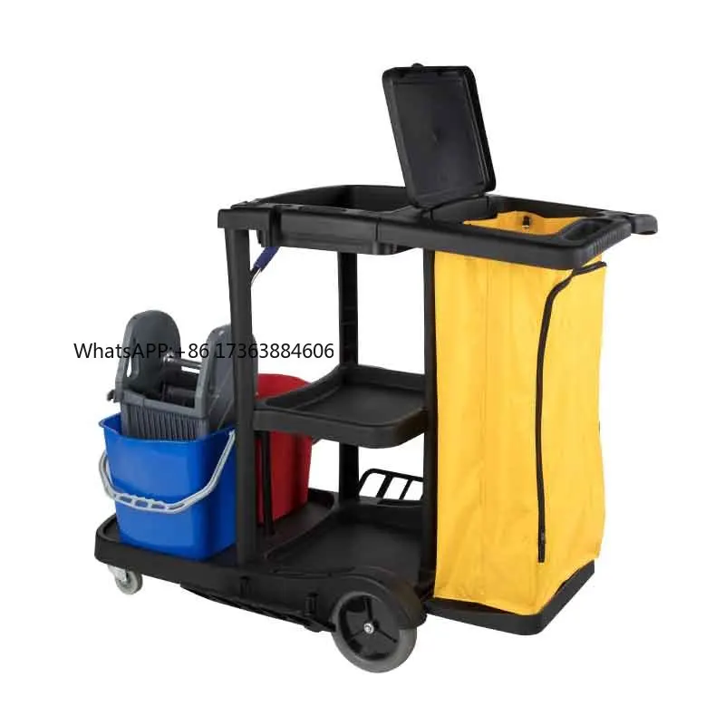 

Горячая новинка 2026: Коммерческая уборочная тележка для клининга, производство Китай, многофункциональная тележка для уборки помещений