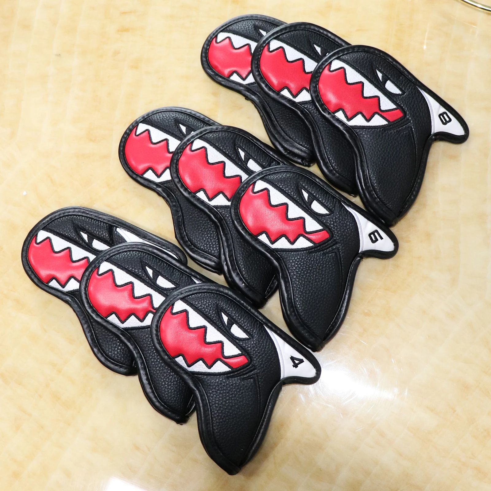 9x Shark Golf Iron Headcovers Golf Head Covers Anti-scratch Outdoor