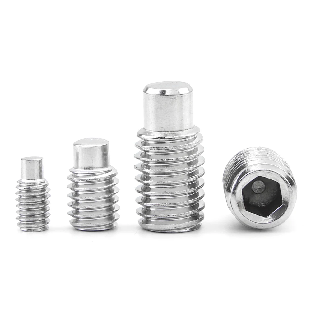 Hexagon Socket Set Screws with Dog Point M3 M4 M5 M6 M8 M10 M12 M16 Metric DIN915 Stainless Steel Extended Tip Set Screws
