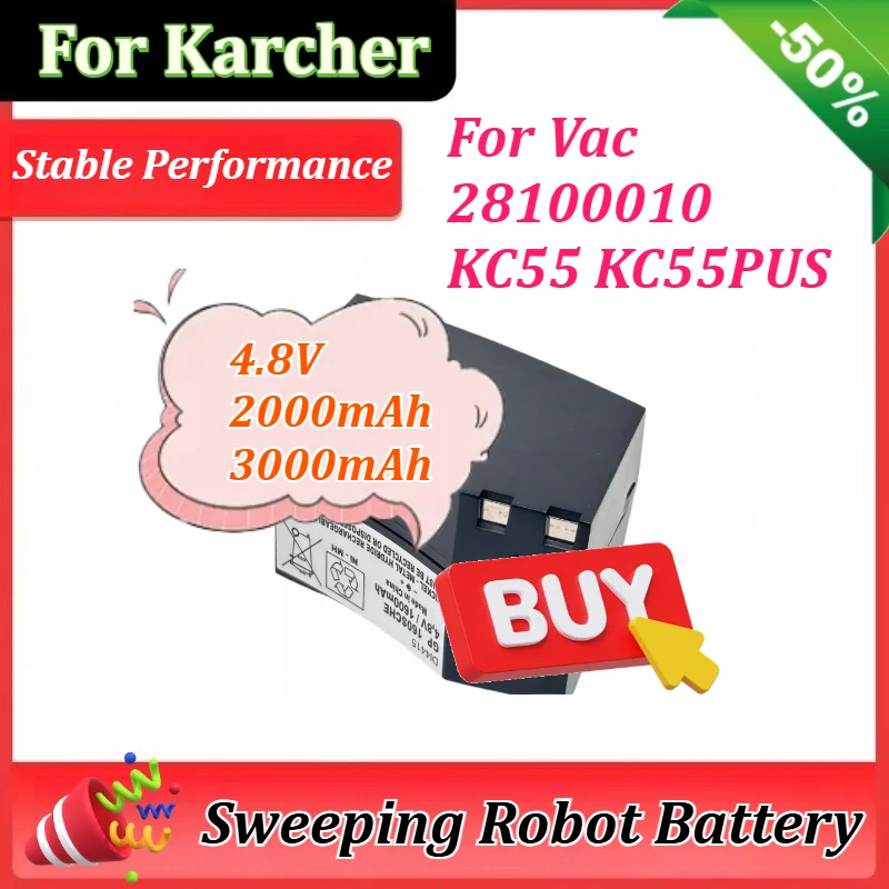 

4.8V 2000mAh/3000mAh for Karcher 1.258-505.0 12585050 1258-5050 K55 Cordless Electric Broom KC55 K 55PUS Vacuum Battery