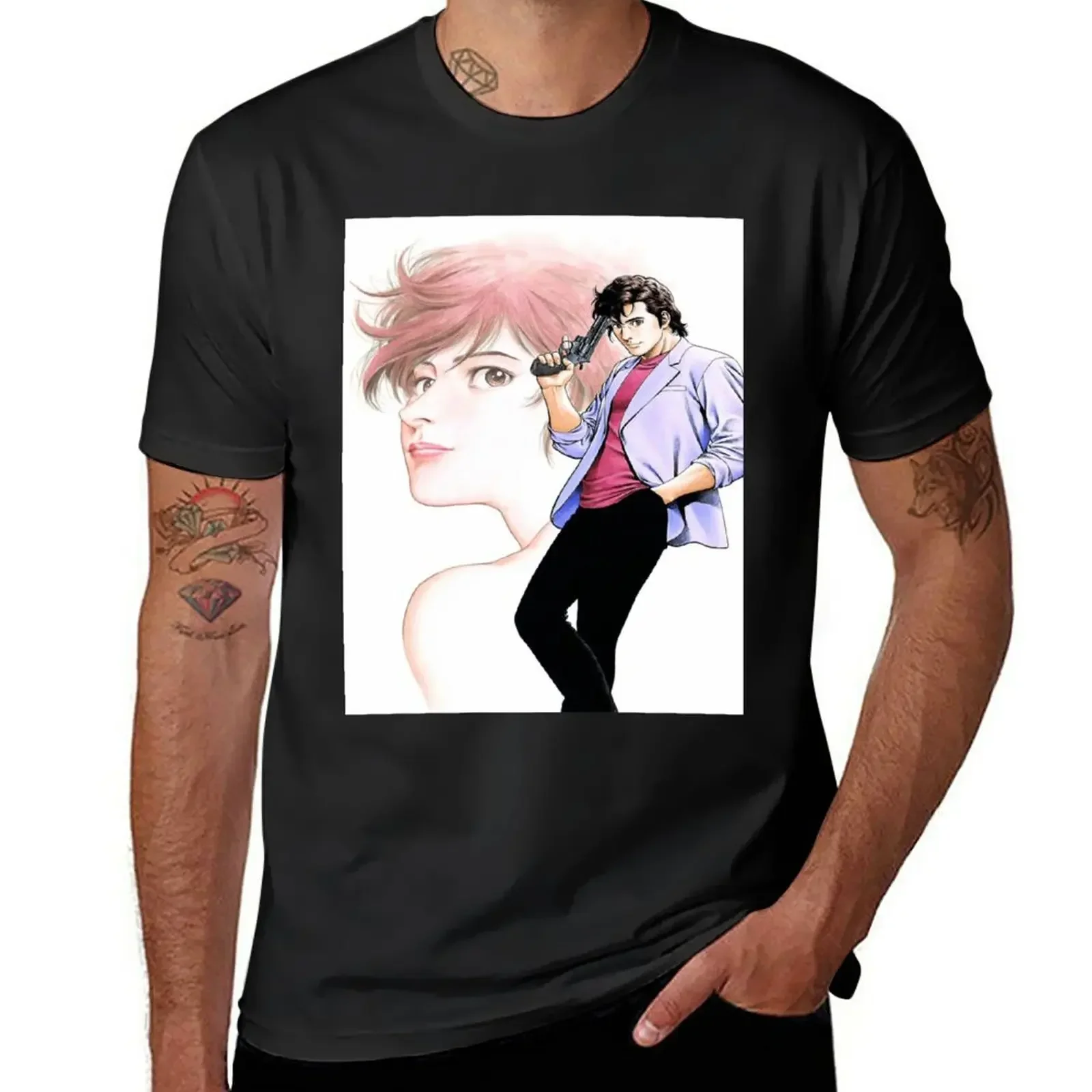 T-Shirt quick-drying Blouse funnys t shirts for men cotton City Hunter (Nicky Larson) - Ryo Saeba & Kaori