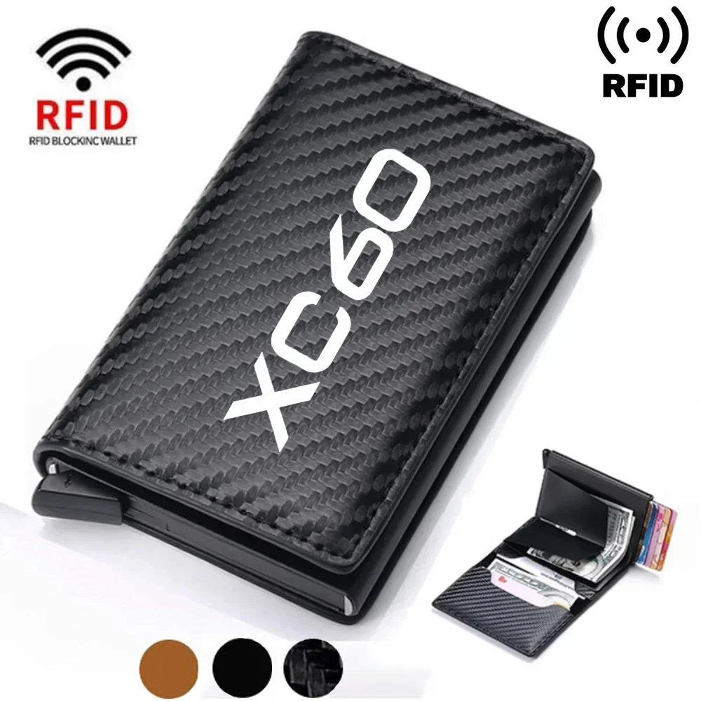 Rfid Credit Card Holder Men Wallets Bank Cardholder Leather Wallets For Volvo XC90 XC60 C30 T6 XC40 V40 XC70 V70 V60 V50 S40 S90