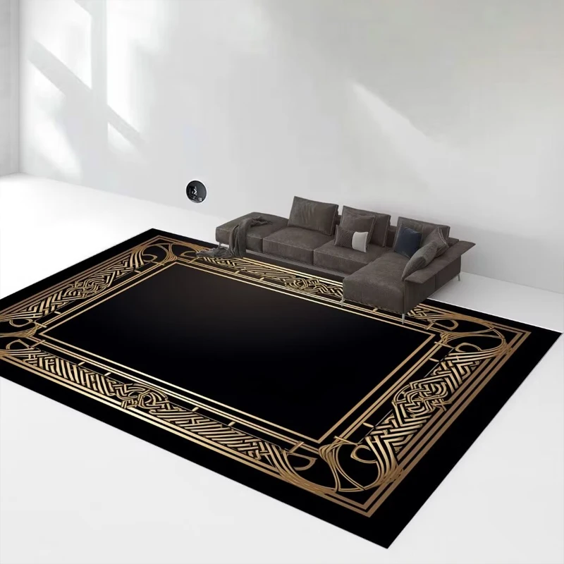 

European Style Carpets for Living Room Golden Luxury Bedroom Decoration Sofa Side Large Area Rugs Lounge Soft Non-slip Floor Mat