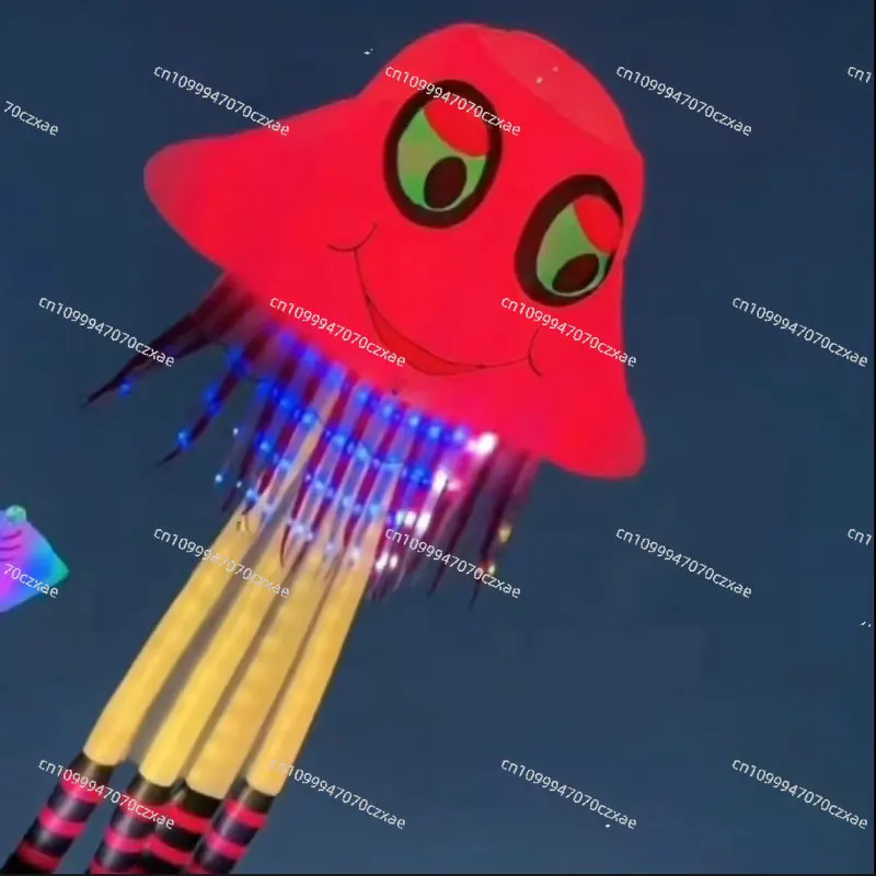 New Luminous Kite, LED 15m Luminous Jellyfish Kite, 40D Nylon Umbrella Cloth